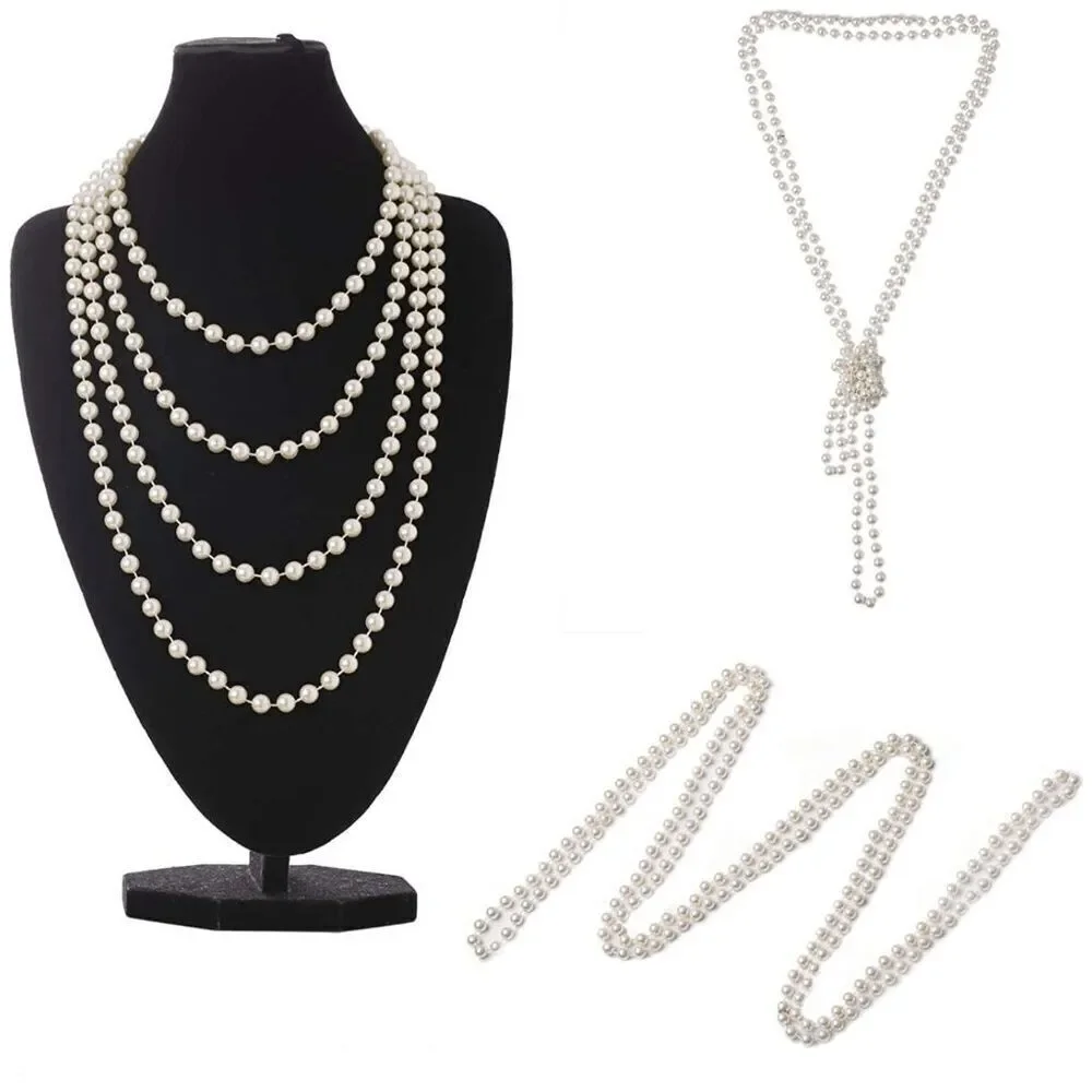 🤍✨ 6PCS 1920s White Accessories Flapper Great Gatsby Retro Costume Set NEW